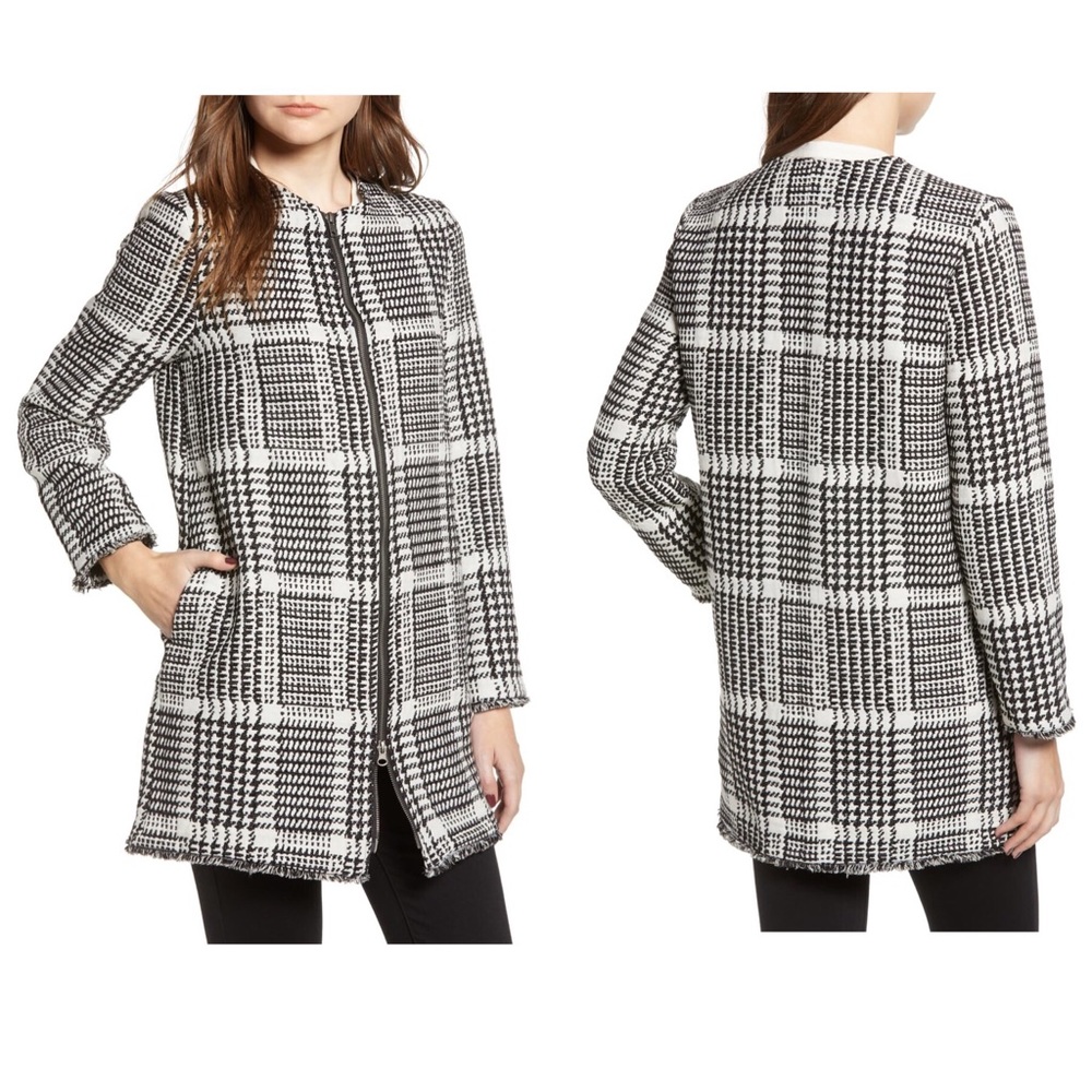 Cupcakes & Cashmere Fringe Edges Plaid Long Jacket - Picture 3 of 8